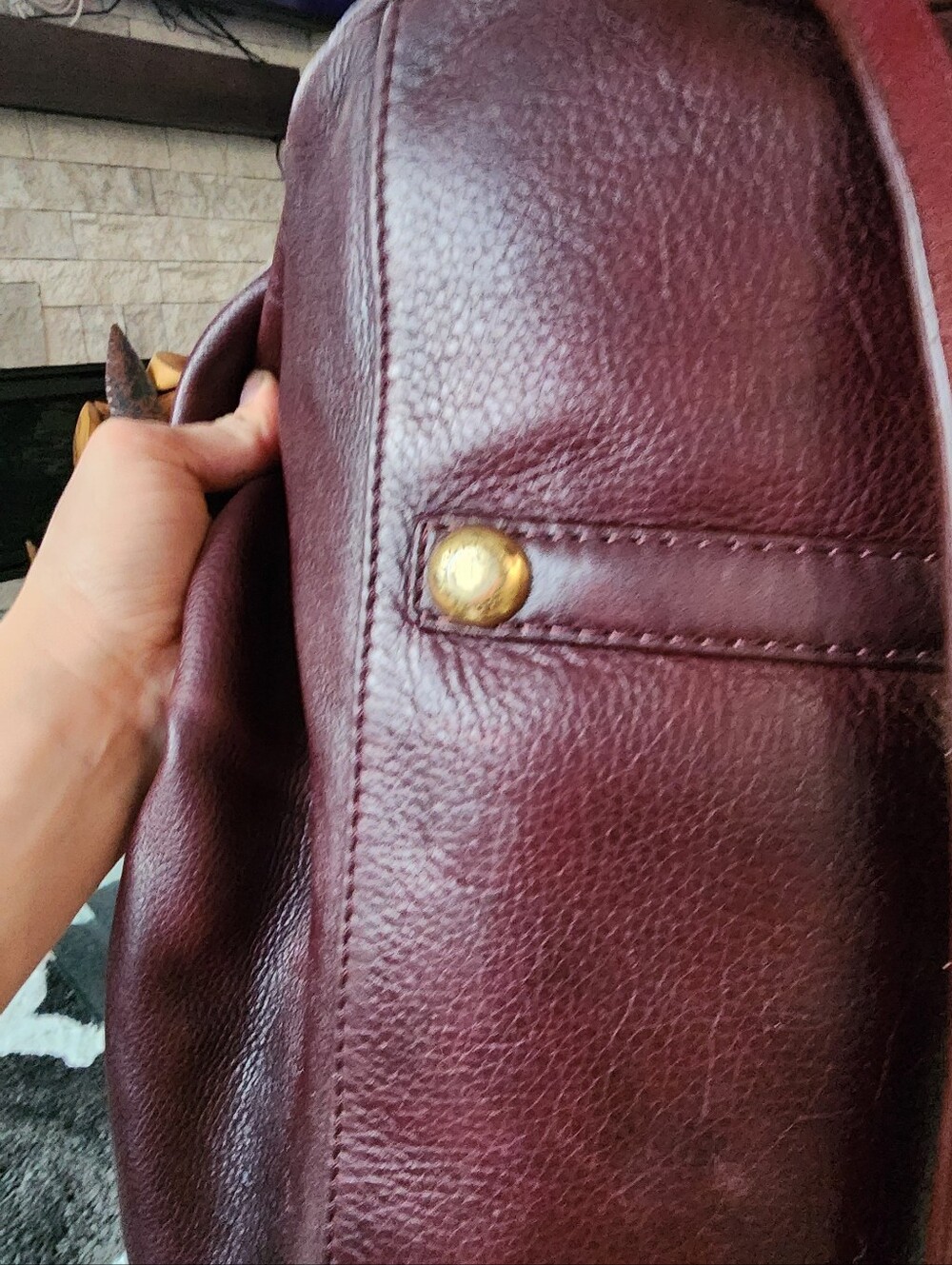 Marc Jacobs Plum Leather Satchel with Gold Hardware - Picture 5 of 7